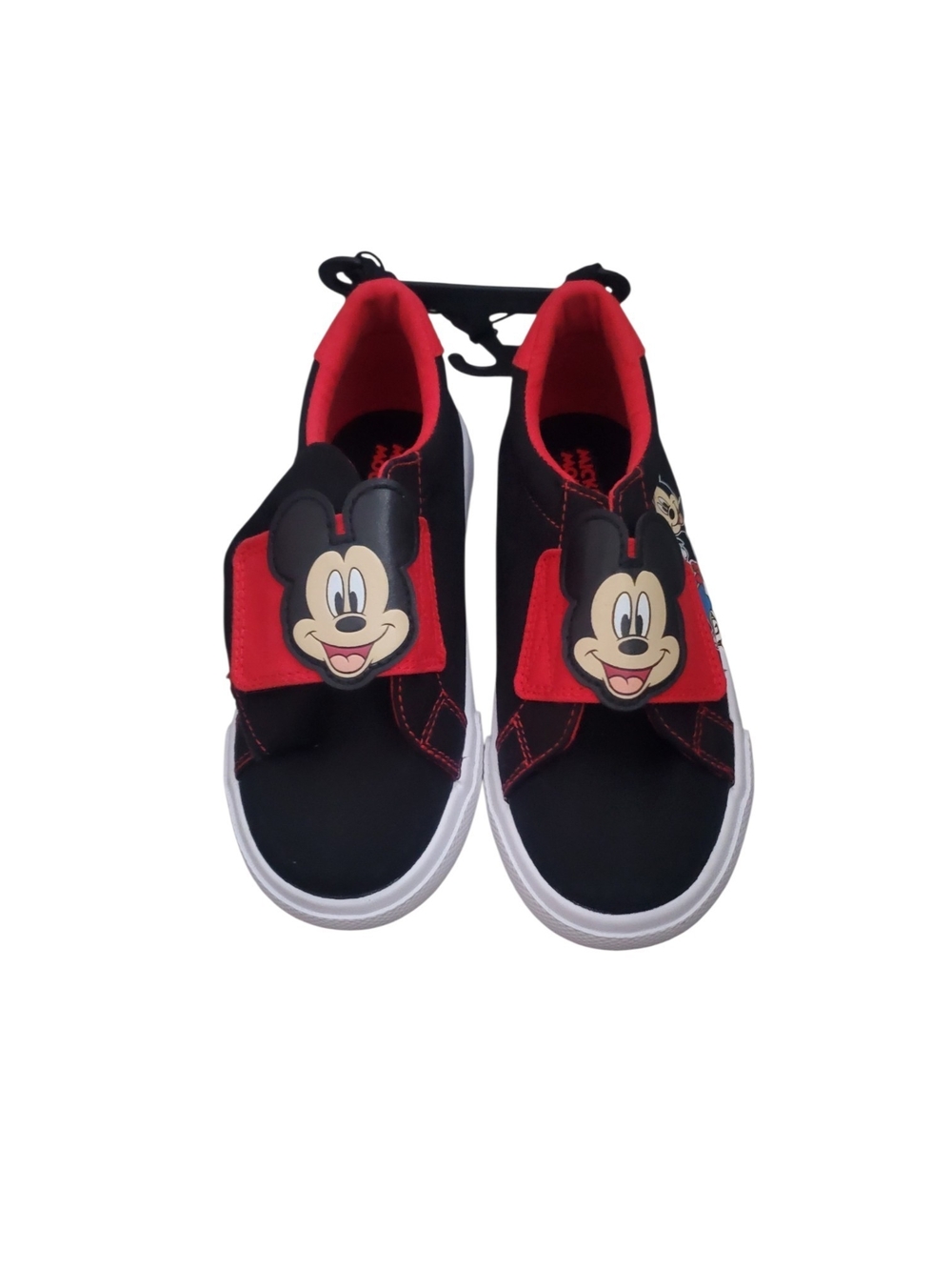 Kids Black & Red Slip-On Sneakers with Cartoon Character